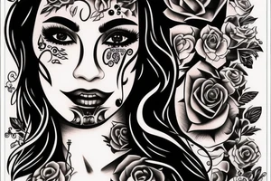 Half face of Chicano girl tattoo idea