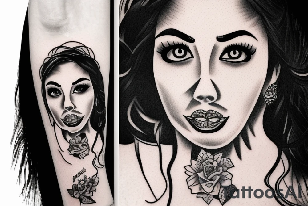 Half face of Chicano Mexican girl tattoo idea