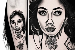 Half face of Chicano Mexican girl tattoo idea