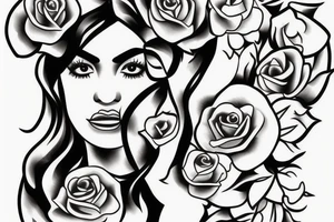 Half face of Chicano Mexican girl tattoo idea