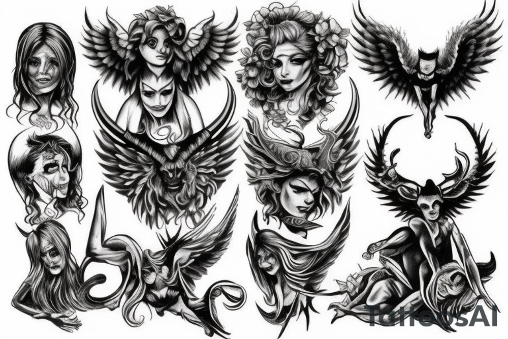 Devil and angel tattoo idea