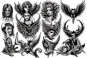 Devil and angel tattoo idea