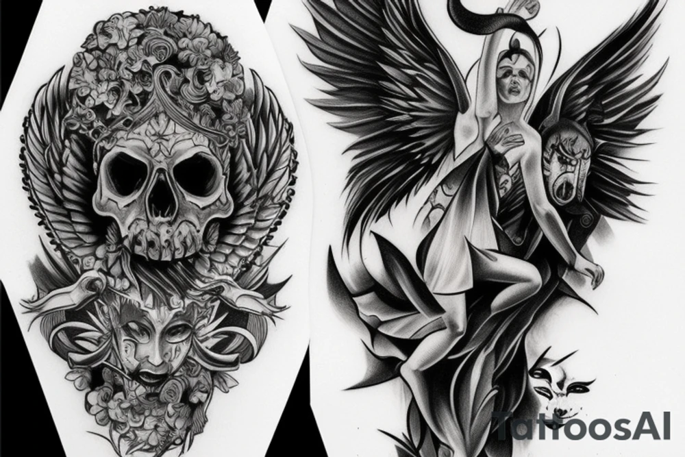 Devil and angel tattoo idea