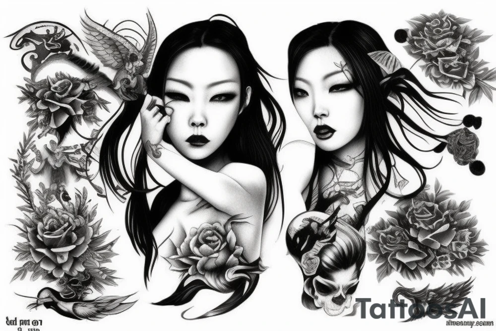 Devil and angel jing yang tattoo idea