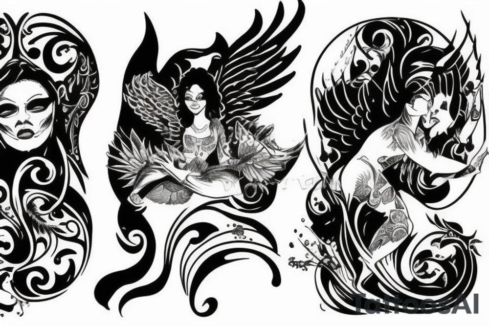 Devil and angel balance karma tattoo idea