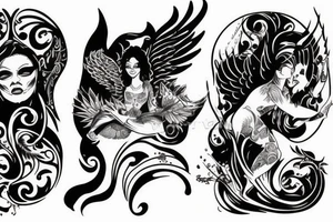Devil and angel balance karma tattoo idea