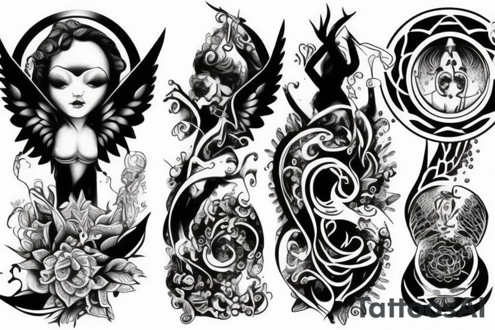 Devil and angel balance karma tattoo idea