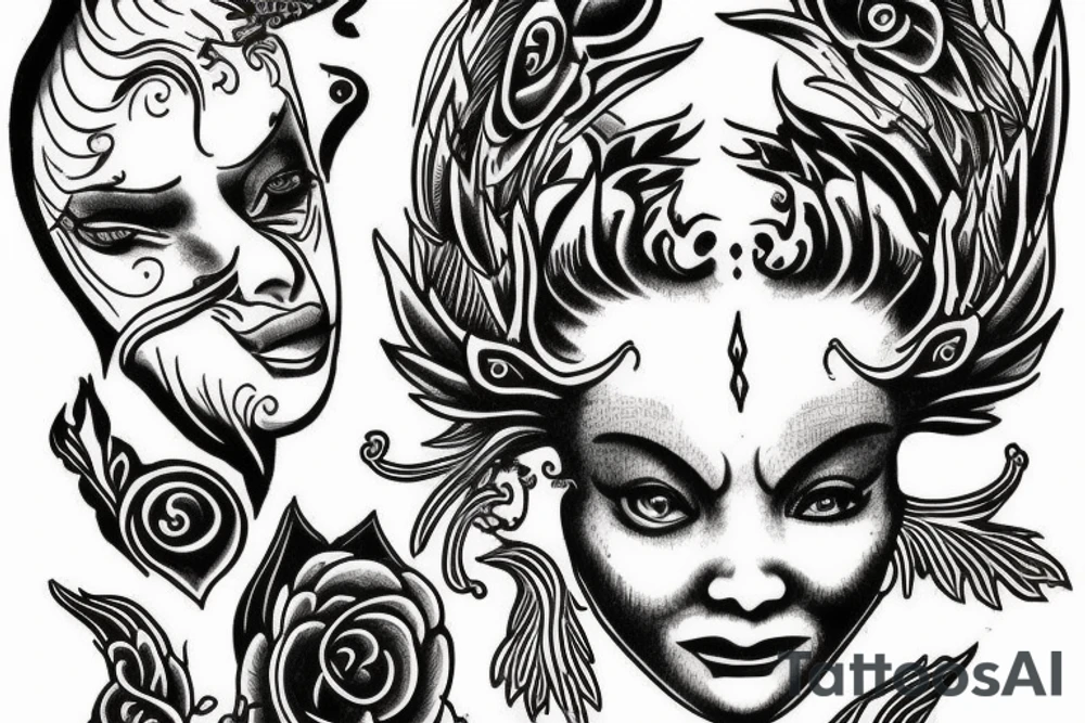 Devil and angel balance karma tattoo idea