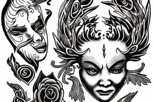 Devil and angel balance karma tattoo idea