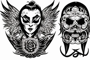 Devil and angel balance karma tattoo idea