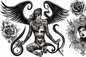 Devil and angel balance karma tattoo idea