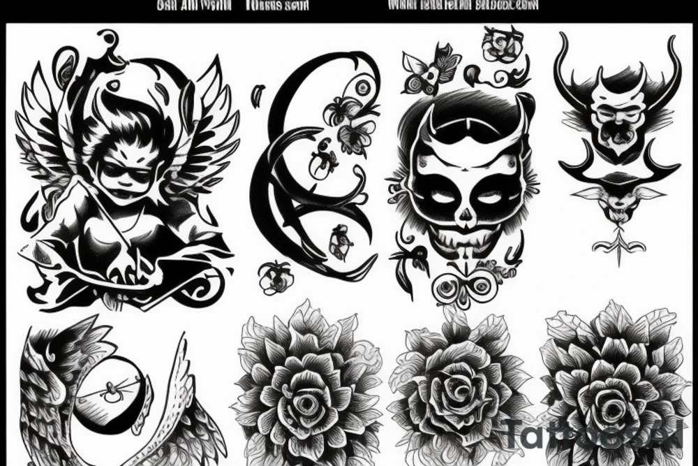 Devil and angel balance karma tattoo idea