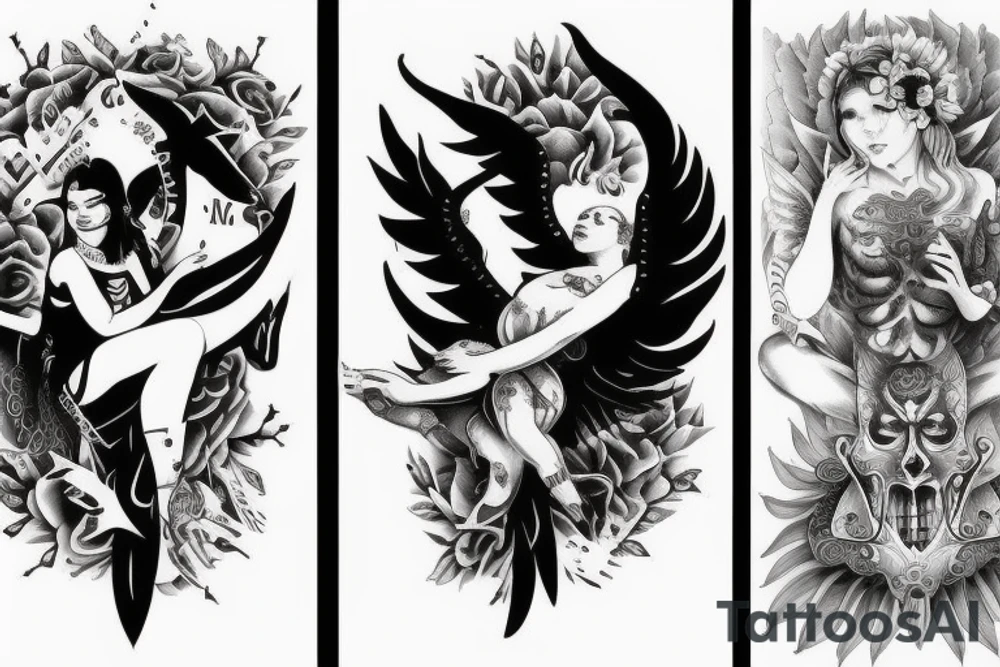 Devil and angel balance karma good and bad tattoo idea