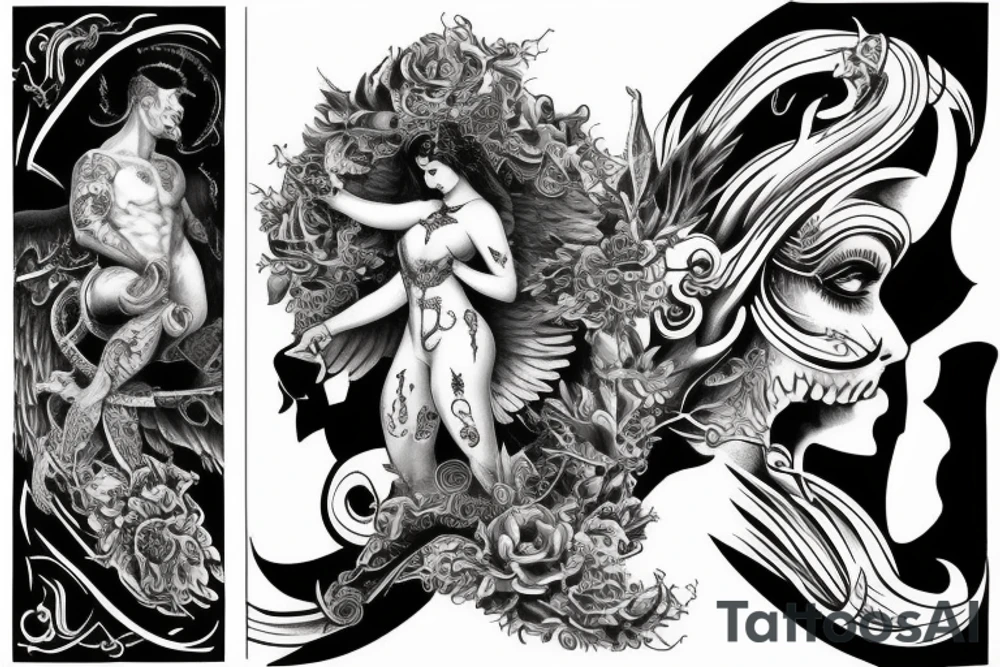 Devil and angel balance karma good and bad tattoo idea