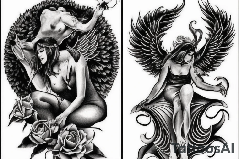 Devil and angel balance karma good and bad tattoo idea