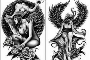 Devil and angel balance karma good and bad tattoo idea