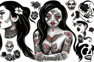 good and bad statu of Chicano girl 3d tattoo idea
