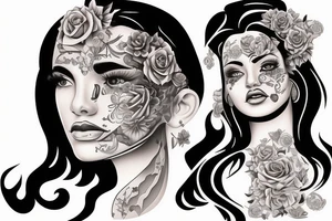 good and bad statu of Chicano girl 3d tattoo idea