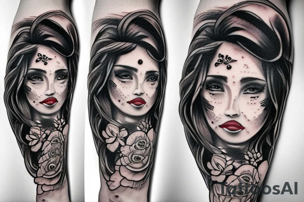 good and bad of Chicano girl 3d tattoo idea