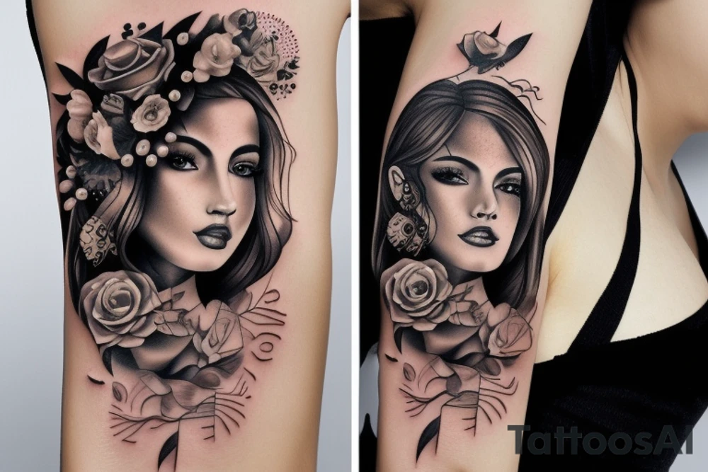 Chicano girl 3d tattoo idea