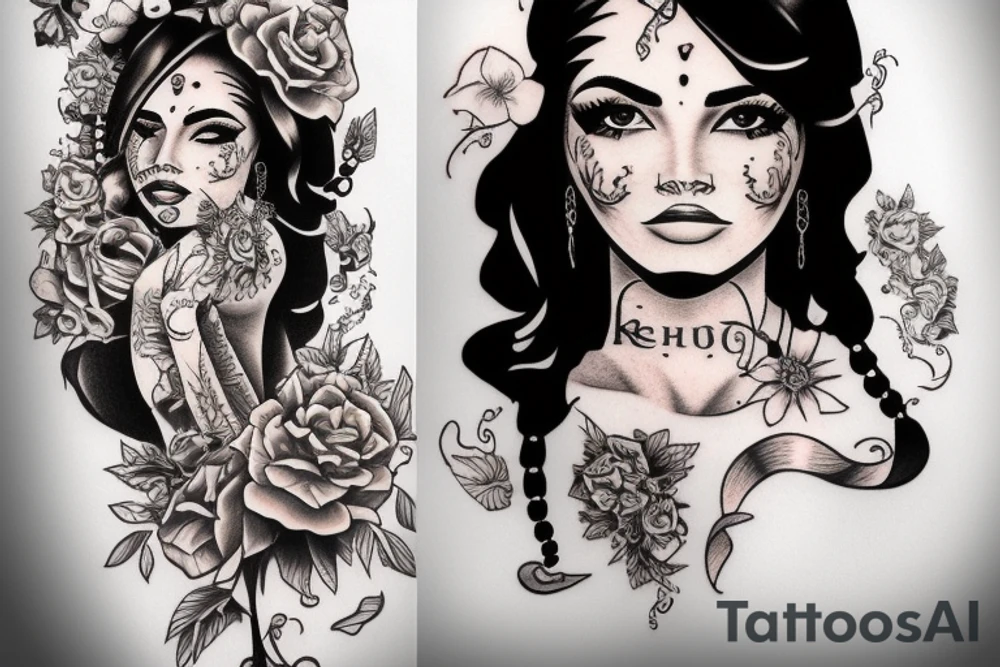 Chicano girl tattoo for man tattoo idea