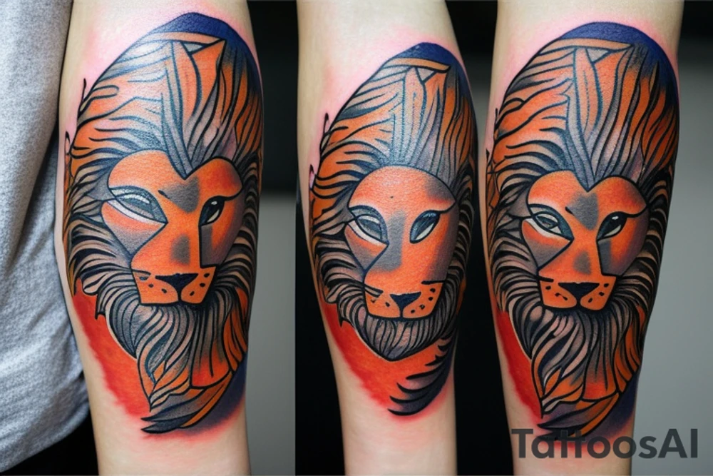 The Sun and the Lion with sword Tattoo from the ancient Persian symbols
Here is the background info needed:
The Sun and the Lion is an ancient Persian symbol comprised of two images: a lion wielding a sword (or as it is known in Persian: a shamshir) with a sun in the background.  This is one of the main emblems of Persia and was formerly an important element of the national flag up until the Iranian Revolution in 1979. The sun symbolizes the ruler of heaven, while the lion symbolizes the lineage of kings as well as royalty and divinity. It is a famous motif that has been used throughout history since the ancient times. tattoo idea