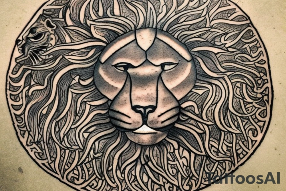The Sun and the Lion with sword Tattoo from the ancient Persian symbols
Here is the background info needed:
The Sun and the Lion is an ancient Persian symbol comprised of two images: a lion wielding a sword (or as it is known in Persian: a shamshir) with a sun in the background.  This is one of the main emblems of Persia and was formerly an important element of the national flag up until the Iranian Revolution in 1979. The sun symbolizes the ruler of heaven, while the lion symbolizes the lineage of kings as well as royalty and divinity. It is a famous motif that has been used throughout history since the ancient times. tattoo idea