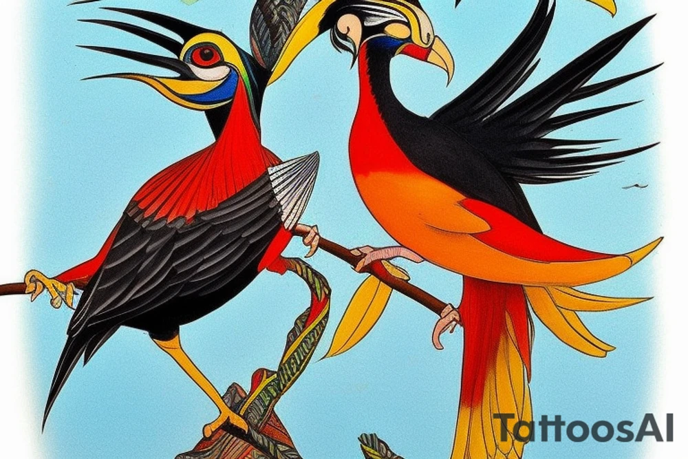 Huma: The Bird of Paradise

Background of the tattoo: 
Huma is a legendary mythical bird from the Iranian legends and fables which became a common motif in Diwan and Sufi poetry. There are many legends of the bird, but what is common to all is that the Huma never rests on the ground but circles high above the Earth its entire life. It is completely invisible and impossible to spot by human eyes. The bird looks for opportunities to bestow valuable gifts to those on Earth and in some legends, it’s said to have no legs which is why it never alights on the ground. The body of the Huma has the physical features of both female and male.

Huma is often referred to as a ‘bird of paradise’ in Ottoman poetry and symbolizes unreachable height. In the Persian language, ‘huma’ stands for ‘the fabulous bird’ and in Arabic, ‘hu’ means spirit and ‘mah’ means water. In ancient times, it was believed that if this legendary bird sat on someone’s head, it was a sign that the person would become a king.

Sometimes, the Huma is depicted like the Phoenix bird and is said to consume itself in fire after hundreds of years, rising from its own ashes. According to the Sufi tradition, catching the bird is completely impossible and beyond one’s wildest dreams but catching a glimpse or shadow of the Huma is said to bring you happiness for the rest of your life. While it is believed that Huma can’t be caught alive, anyone who actually kills the bird is doomed to die within 40 days. tattoo idea