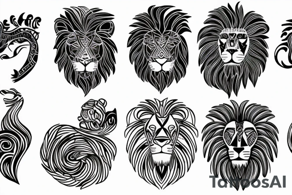 Abstract lion with the sun in the background tattoo idea Abstract lion with the sun in the background tattoo idea