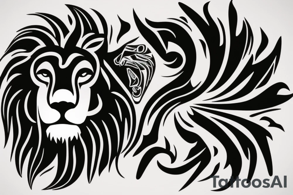 Abstract lion with the sun in the background tattoo idea Abstract lion with the sun in the background tattoo idea