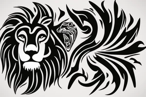 Abstract lion with the sun in the background tattoo idea