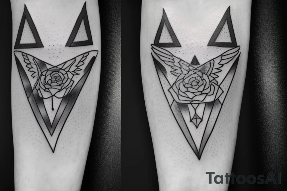 Robin landing on a triangle with roses wrapped around the triangle tattoo idea Robin landing on a triangle with roses wrapped around the triangle tattoo idea