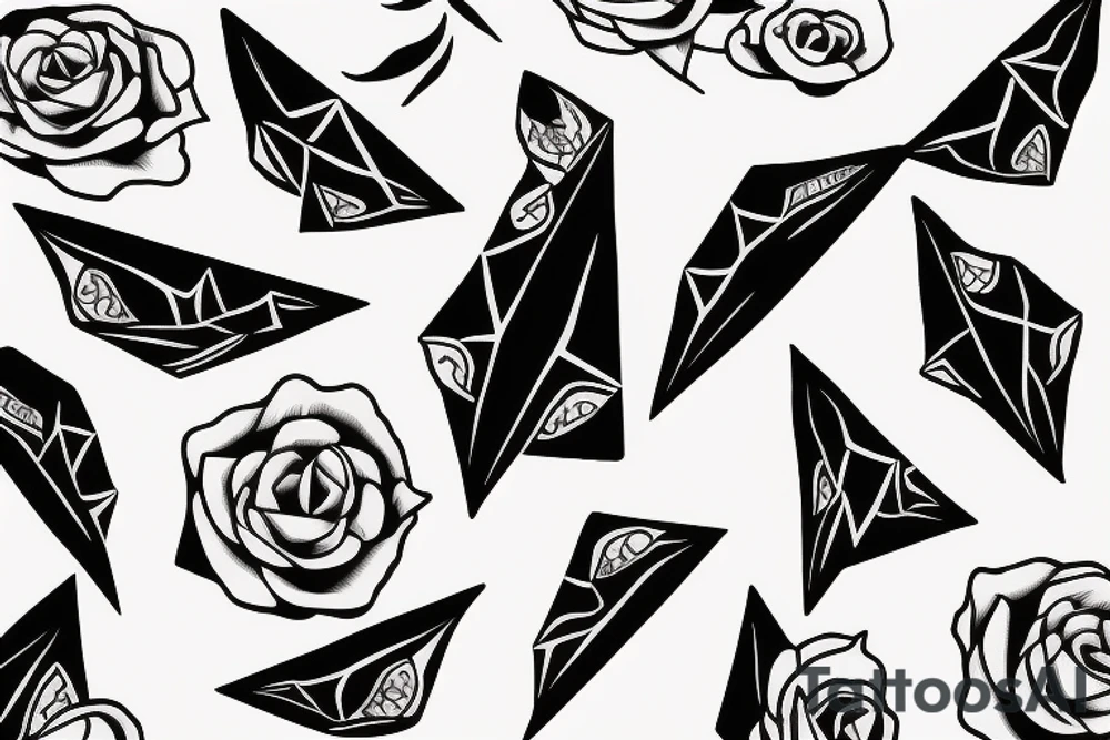 Robin landing on a triangle with roses wrapped around the triangle tattoo idea Robin landing on a triangle with roses wrapped around the triangle tattoo idea