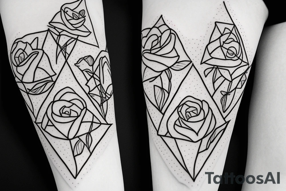 Robin landing on a triangle with roses wrapped around the triangle tattoo idea
