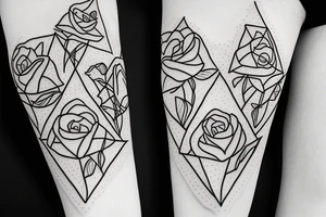 Robin landing on a triangle with roses wrapped around the triangle tattoo idea