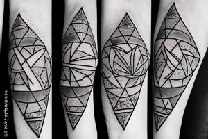 Robin landing on a triangle with roses wrapped around the triangle tattoo idea