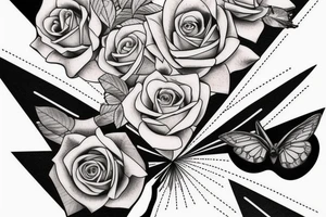 Robin landing on a triangle with roses tattoo idea