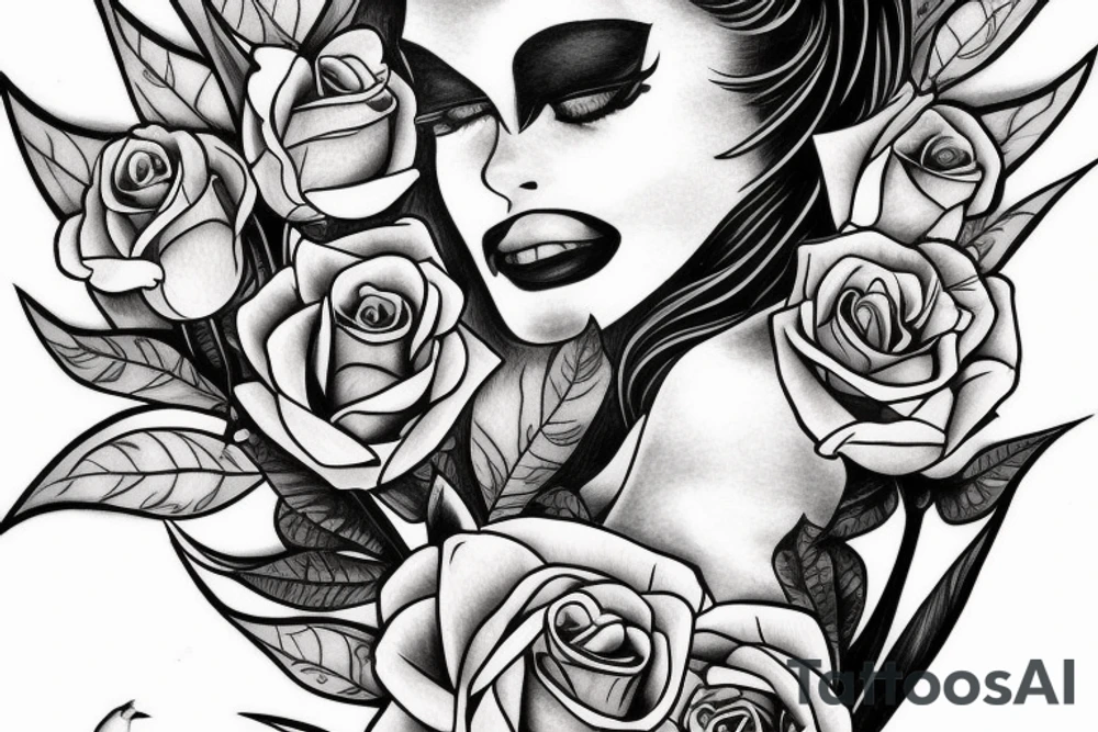 Robin landing on a triangle with roses tattoo idea