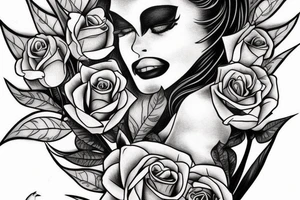 Robin landing on a triangle with roses tattoo idea