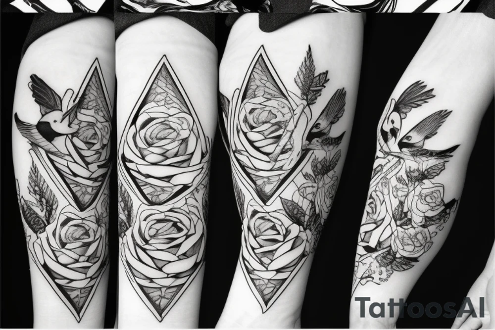Robin landing on a triangle with roses tattoo idea Robin landing on a triangle with roses tattoo idea