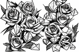 Robin landing on a triangle with roses tattoo idea