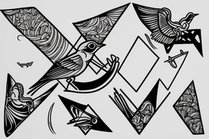 Robin landing on a triangle tattoo idea