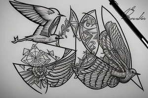 Robin landing on a triangle tattoo idea