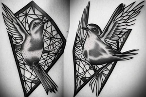 Robin landing on a triangle tattoo idea