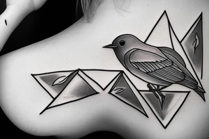 Robin landing on a triangle tattoo idea