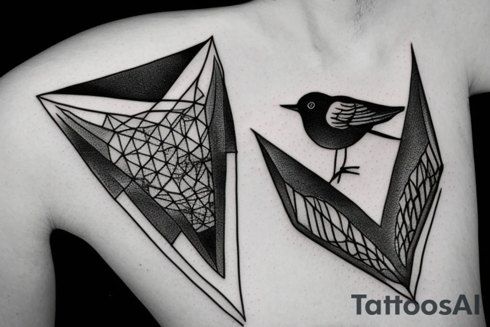Robin landing on a triangle tattoo idea