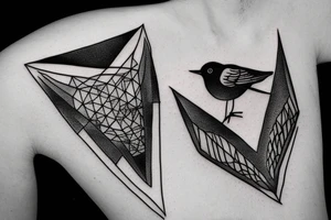 Robin landing on a triangle tattoo idea