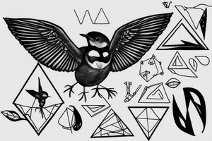 Robin landing on a triangle tattoo idea