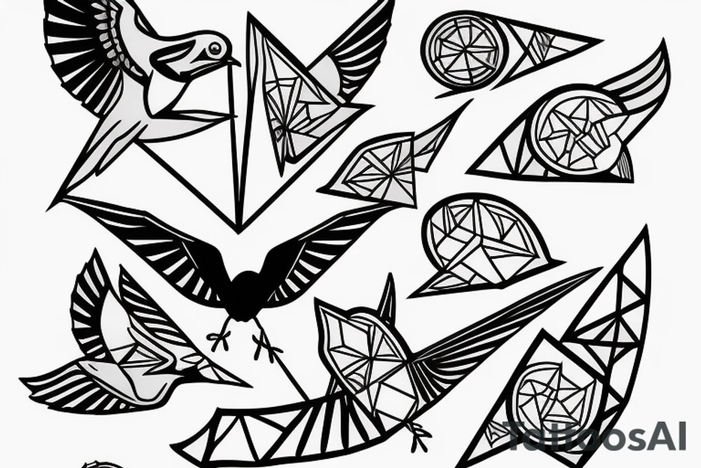 Robin landing on a triangle tattoo idea