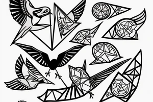 Robin landing on a triangle tattoo idea